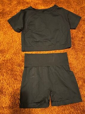 Gym set shorts and crop top.